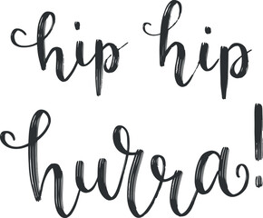 "Hip hip hurra!" hand drawn vector lettering in German, in English means "Hip hip hooray!". Hand lettering isolated on white. Modern calligraphy vector art 