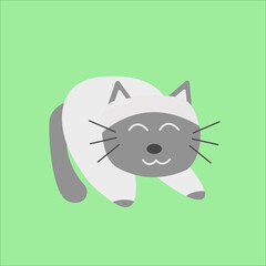 Vector illustration of a cute cat. Cartoon cat hand drawing