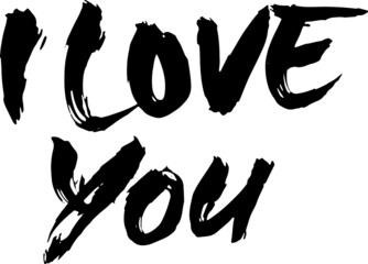 I love you. Modern brush lettering. Valentines day card. Calligraphy banner. Vector illustration.