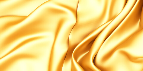 Fototapeta premium Golden silk elegant background. Texture of fabric