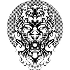 Lion Head With Ornament Silhouette