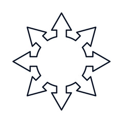 8 arrows, circle. Infographics. Distribution concept,spread. Vector icon isolated on white background.