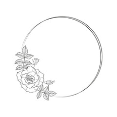 Rose flower bouquet line art isolated