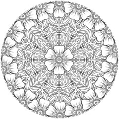 Mehndi flower for henna, mehndi, tattoo, decoration. decorative ornament in ethnic oriental style. doodle ornament. coloring book page.
