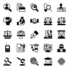 Glyph icons for law and justice
