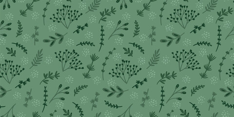 Green floral seamless pattern. Modern abstract design