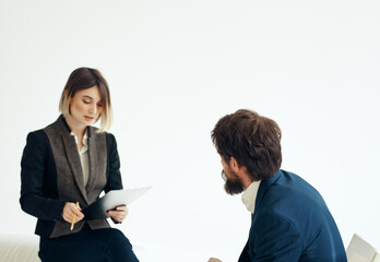 work colleagues office communication work documents