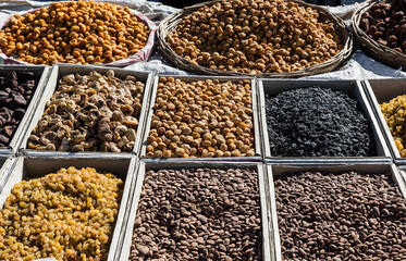 dried fruits and dried berries, pine nuts on the market