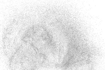 Distressed black texture. Dark grainy texture on white background. Dust overlay textured. Grain noise particles. Rusted white effect. Grunge design elements. Vector illustration, EPS 10.