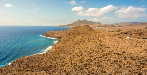 Coast view in Natural Park of Cabo de Gata, Spain, from the viewpoint called 