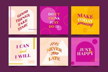 Flat Inspirational Quotes Instagram Post Collection