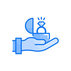 Engagement ring vector Blue colour icon style illustration. EPS 10 File