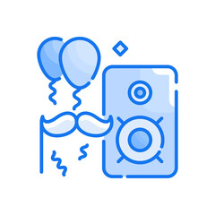 Party accessories vector Blue colour icon style illustration. EPS 10 File