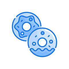 Sweet donut vector Blue colour icon style illustration. EPS 10 File