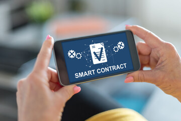 Smart contract concept on a smartphone