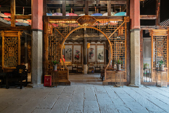 Chinese ancient architecture loft Indoor Hall