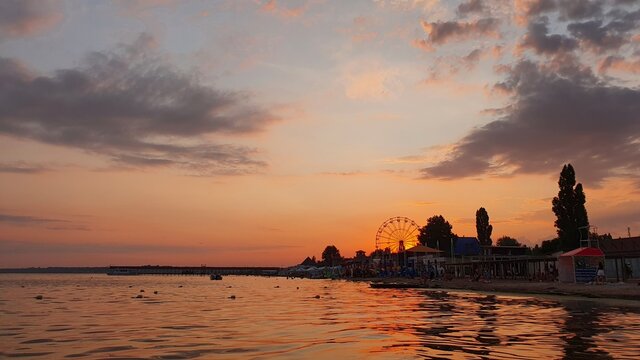 sunset over the sea in Koblevo
