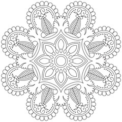 Leaf Flower Petal Coloring Mandala Art Simple Graphic Shape Vector Floral Oriental Outline Vintage Decorative Elements Pattern Illustration Islam Arabic Indian Turkish Mystic Religion Morals Lotus