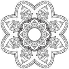 Leaf Flower Petal Coloring Mandala Art Simple Graphic Shape Vector Floral Oriental Outline Vintage Decorative Elements Pattern Illustration Islam Arabic Indian Turkish Mystic Religion Morals Lotus
