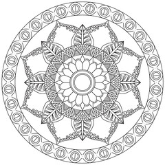 Leaf Flower Petal Coloring Mandala Art Simple Graphic Shape Vector Floral Oriental Outline Vintage Decorative Elements Pattern Illustration Islam Arabic Indian Turkish Mystic Religion Morals Lotus