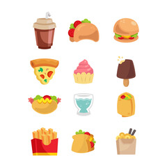 Fast Food Flat Illustration Collection