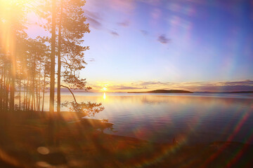 summer sunset lake, nature, beautiful sky