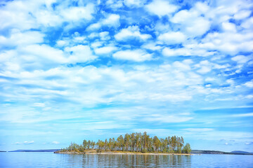 finland lake view, summer water reflection scandinavia