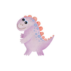 Watercolor dinosaur isolated on white background.