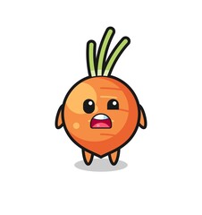 the shocked face of the cute carrot mascot