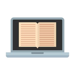Laptop ebook icon flat isolated vector