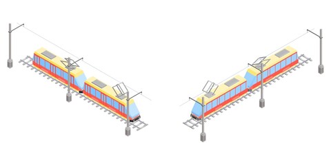 city tram electric transport. isometric style new