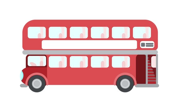 London double decker bus red historic. flat style