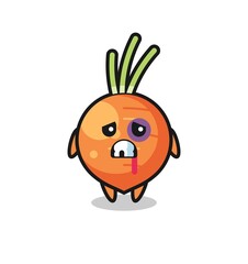 injured carrot character with a bruised face