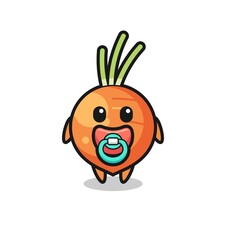 baby carrot cartoon character with pacifier