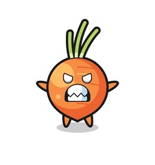 wrathful expression of the carrot mascot character