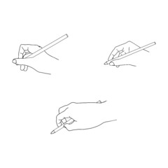 Vector illustration of 3 hands, drawing, writing, blend