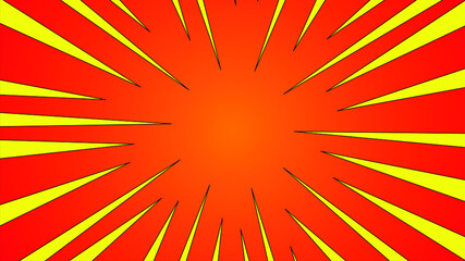 yellow pop art background retro cartoon explosion rays vector illustration. cartoon explosion