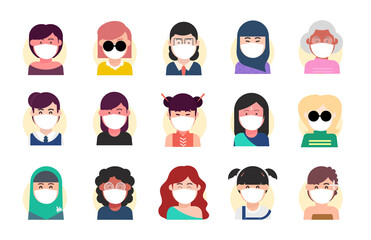 variant, many women from different countries, different ethnicities, religions, wearing masks.