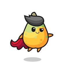 cute papaya superhero character is flying
