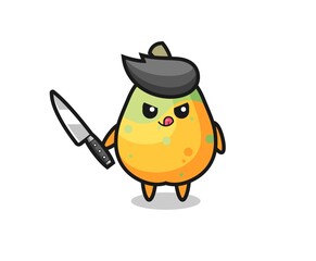 Fototapeta premium cute papaya mascot as a psychopath holding a knife