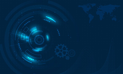 Obraz premium Futuristic Hi-tech abstract background with circiut board.Blue light technology vector.