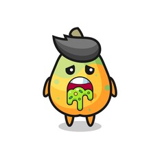 the cute papaya character with puke