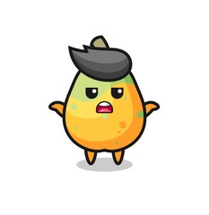 papaya mascot character saying I do not know