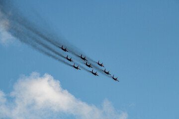 demonstration flights of modern combat aircraft at the Max-21 aerospace salon in Zhukovsky