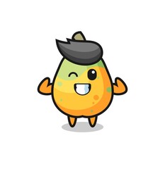 the muscular papaya character is posing showing his muscles