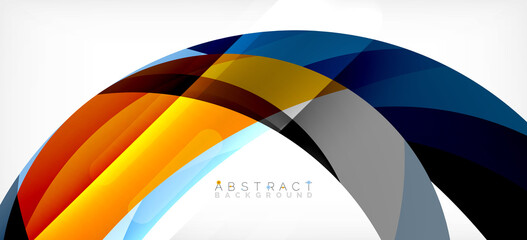 Geometric abstract background. Circle created with overlapping color shapes. Vector Illustration For Wallpaper, Banner, Background, Landing Page