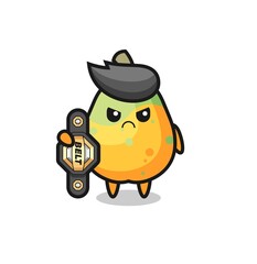 Obraz premium papaya mascot character as a MMA fighter with the champion belt