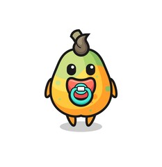 baby papaya cartoon character with pacifier