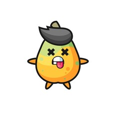 character of the cute papaya with dead pose