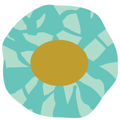 Turquoise foil wrap style Chocolate candy with oval gold sticker label. Layered confectionery SVG